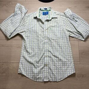 Abercrombie & Fitch Men Long Sleeve Button Down Muscle Plaid White Yellow Blue L